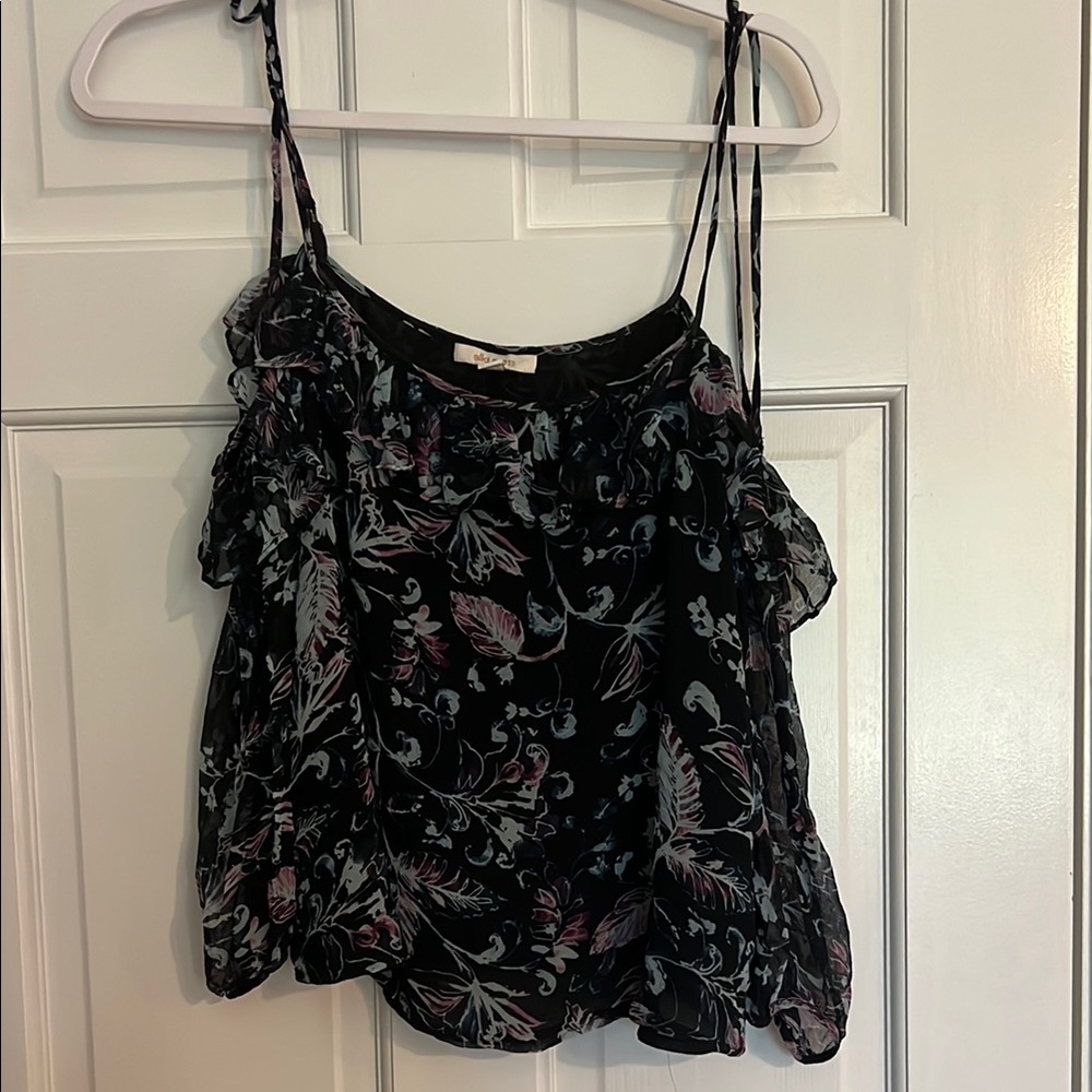 Ella moss Floral Black off the shoulder Top